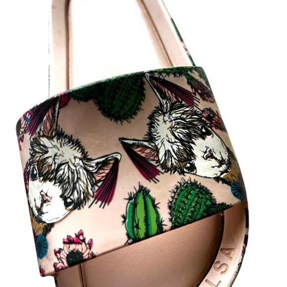 Mel Mini Melissa Pink Llama Slide Sandals Girls Size 1 - Picture 4 of 5